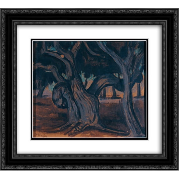 Constantine Maleas 2x Matted 24x20 Black Ornate Framed Art Print 'Olive trees'