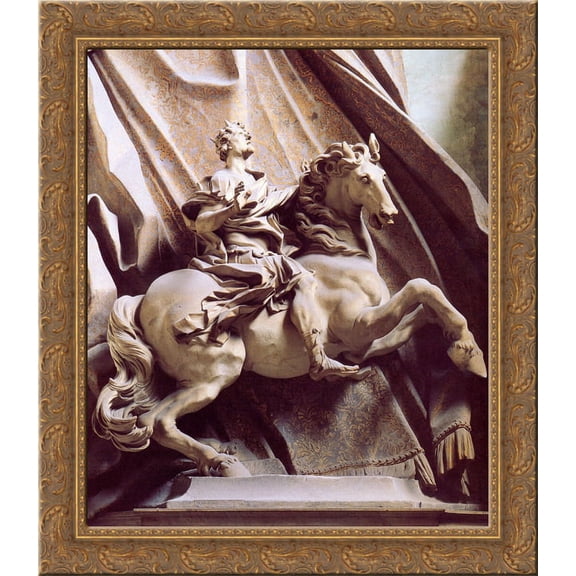 Constantine the Great 24x20 Gold Ornate Wood Framed Canvas Art by Gian Lorenzo Bernini