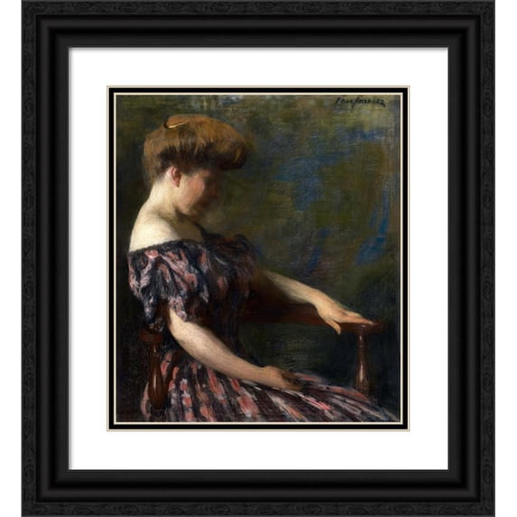 Constantino Brumidi 20x22 Black Ornate Framed Double Matted Museum Art Print Titled: A Flowered Gown (ca. 1859-1862)