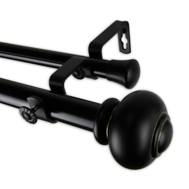 Constantino Double Curtain Rod 1" OD 66-120 inch - Black