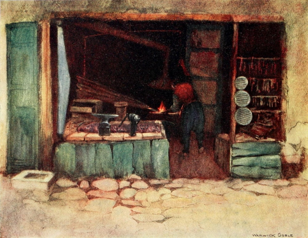 Constantinople 1906 A Blacksmiths shop Canvas Art - Warwick Goble (18 x 24)