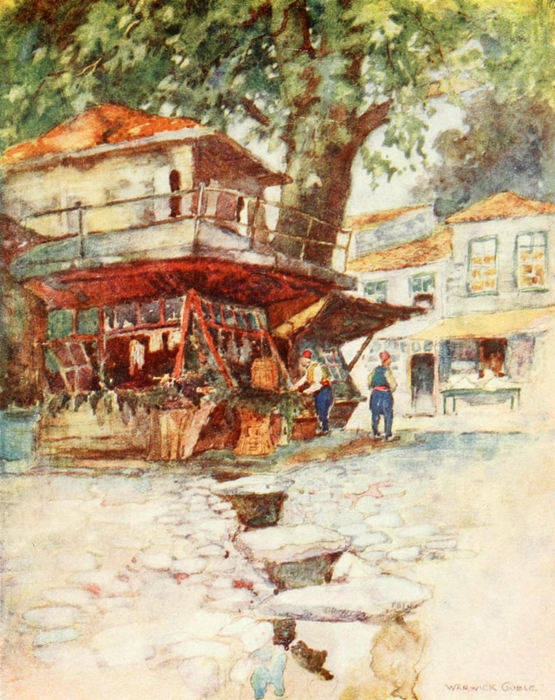 Constantinople 1906 A village store at Kavak Canvas Art - Warwick Goble (18 x 24)