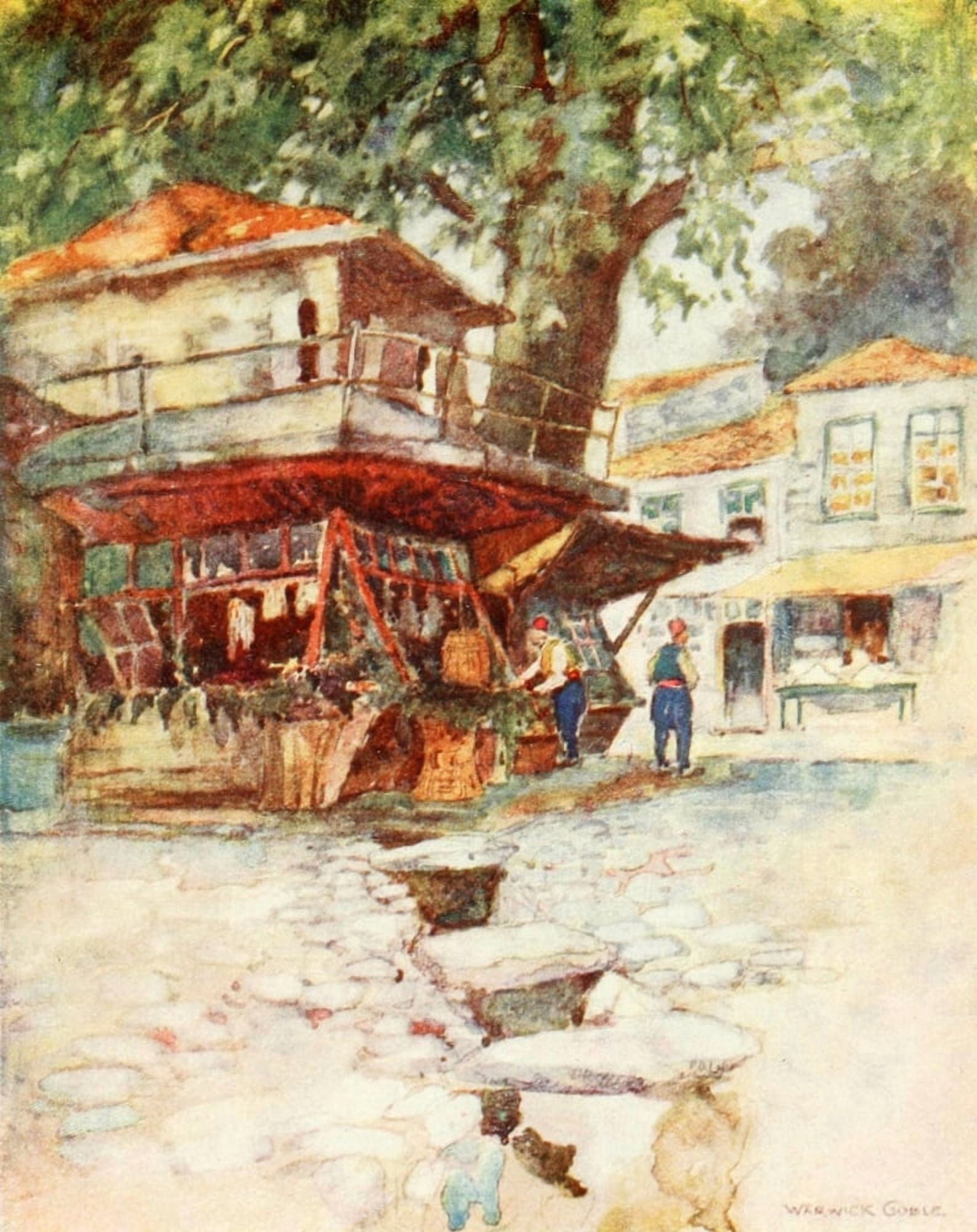 Constantinople 1906 A village store at Kavak Canvas Art - Warwick Goble (24 x 36)