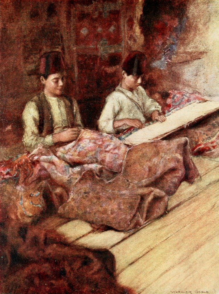 Constantinople 1906 Carpet-menders Canvas Art - Warwick Goble (18 x 24)
