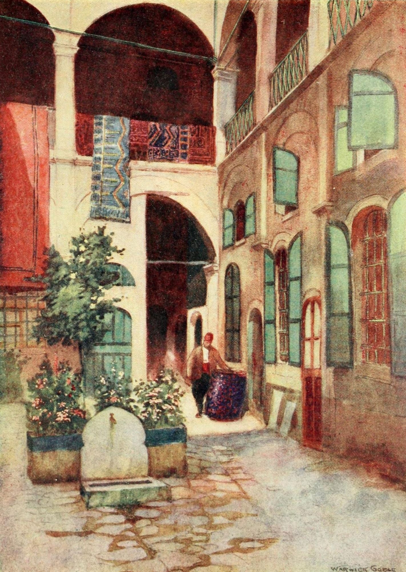 Constantinople 1906 Carpet warehouse Canvas Art - Warwick Goble (24 x 36)