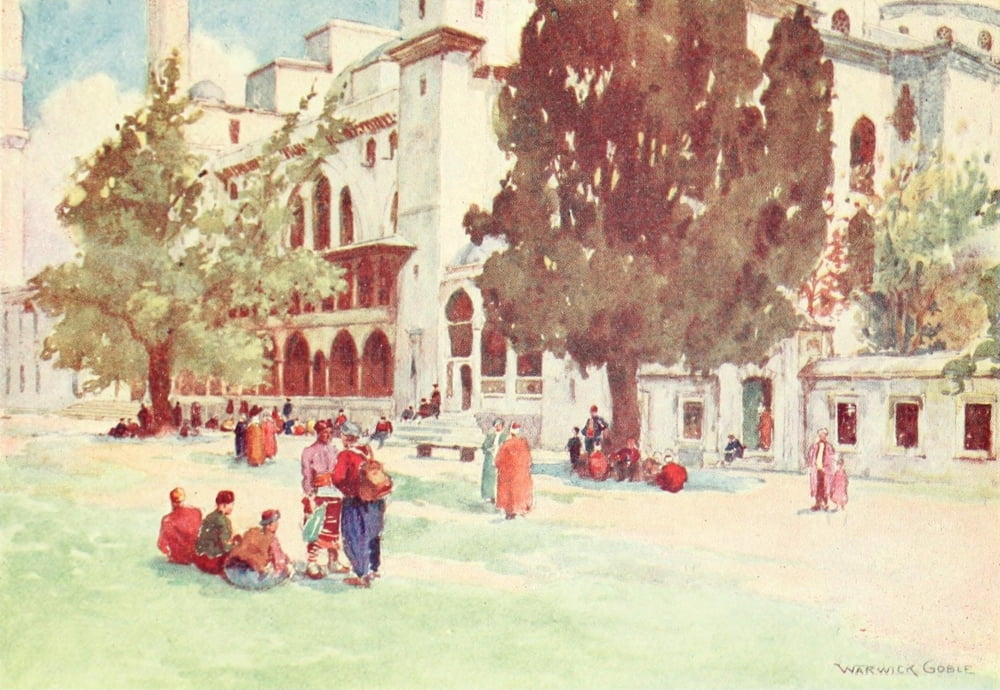 Constantinople 1906 Court of the Suleimaniyeh Canvas Art - Warwick Goble (24 x 36)