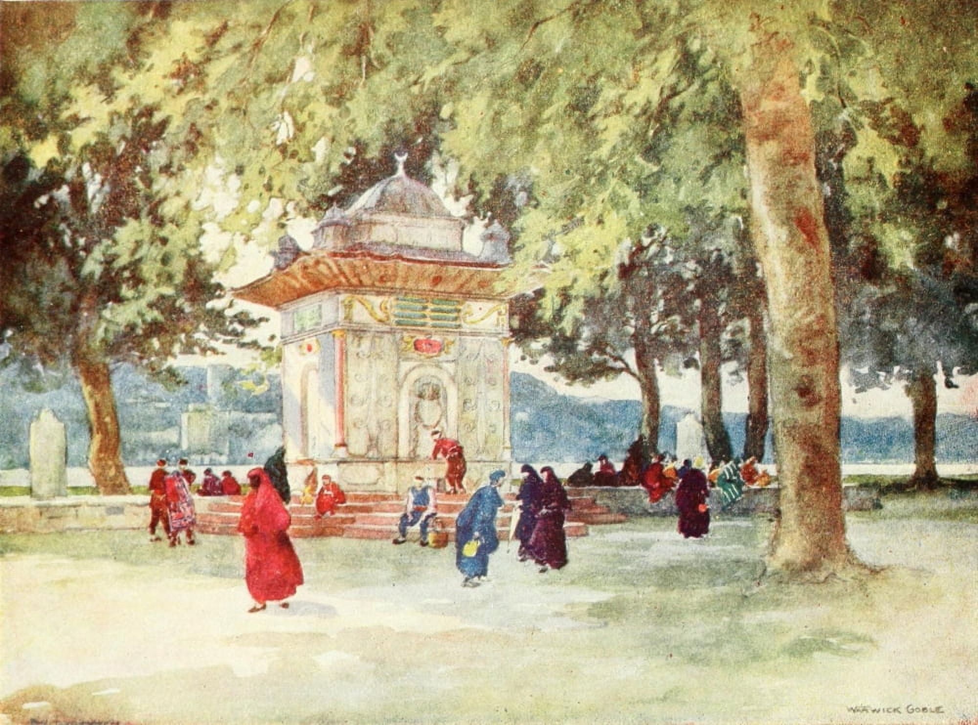 Constantinople 1906 Fountain by the Bosporus Canvas Art - Warwick Goble (24 x 36)