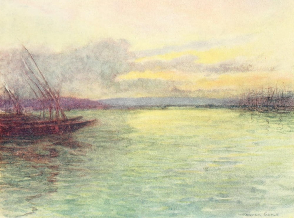 Constantinople 1906 Golden horn after sunset Canvas Art - Warwick Goble (24 x 36)