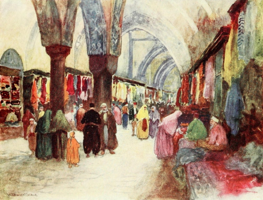 Constantinople 1906 Grand Bazaar Stamboul Canvas Art - Warwick Goble (24 x 36)