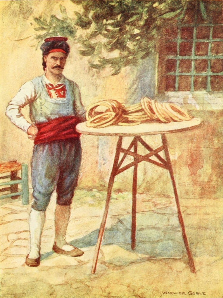 Constantinople 1906 Simit-seller Canvas Art - Warwick Goble (18 x 24)