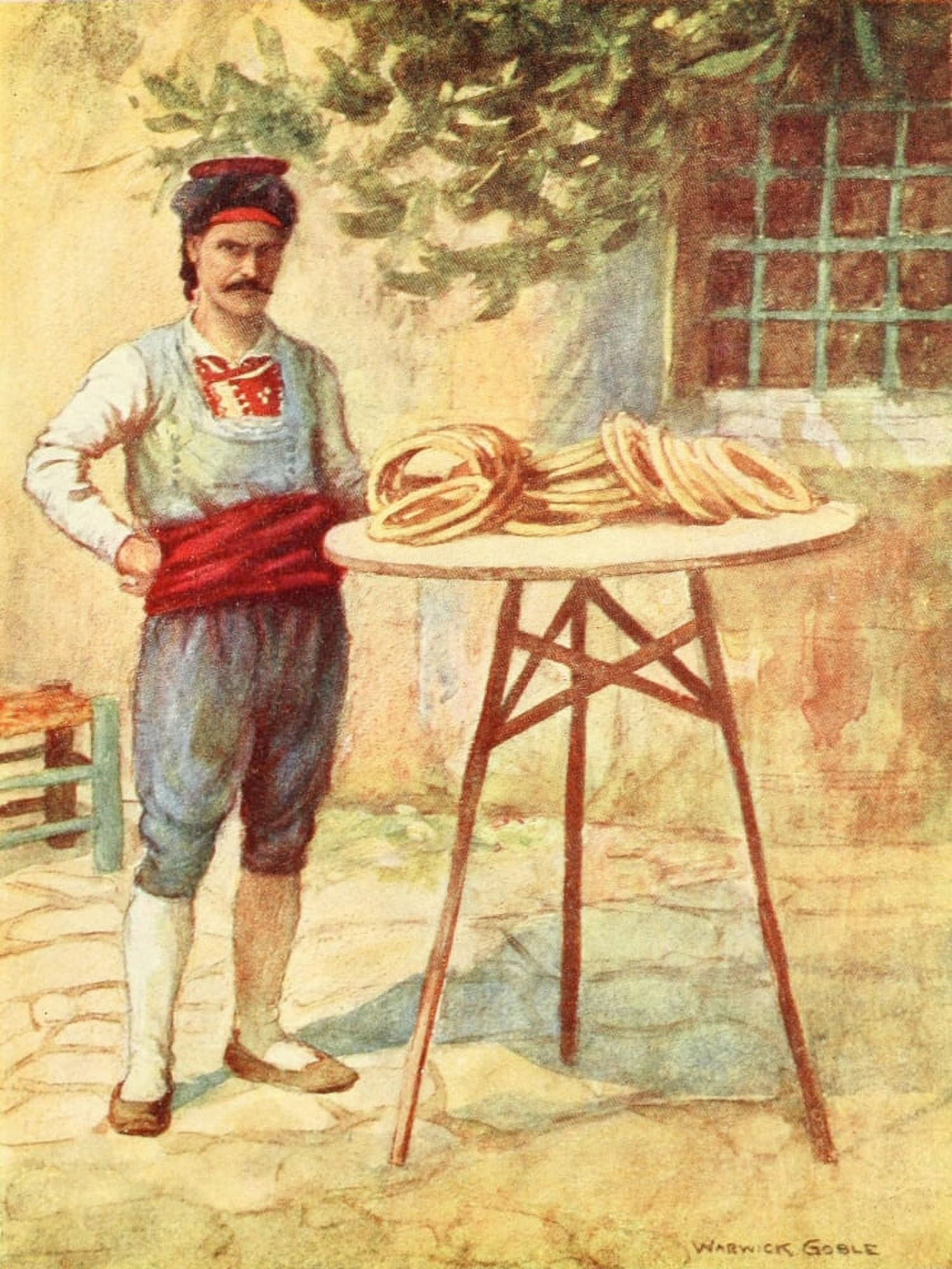 Constantinople 1906 Simit-seller Canvas Art - Warwick Goble (24 x 36)