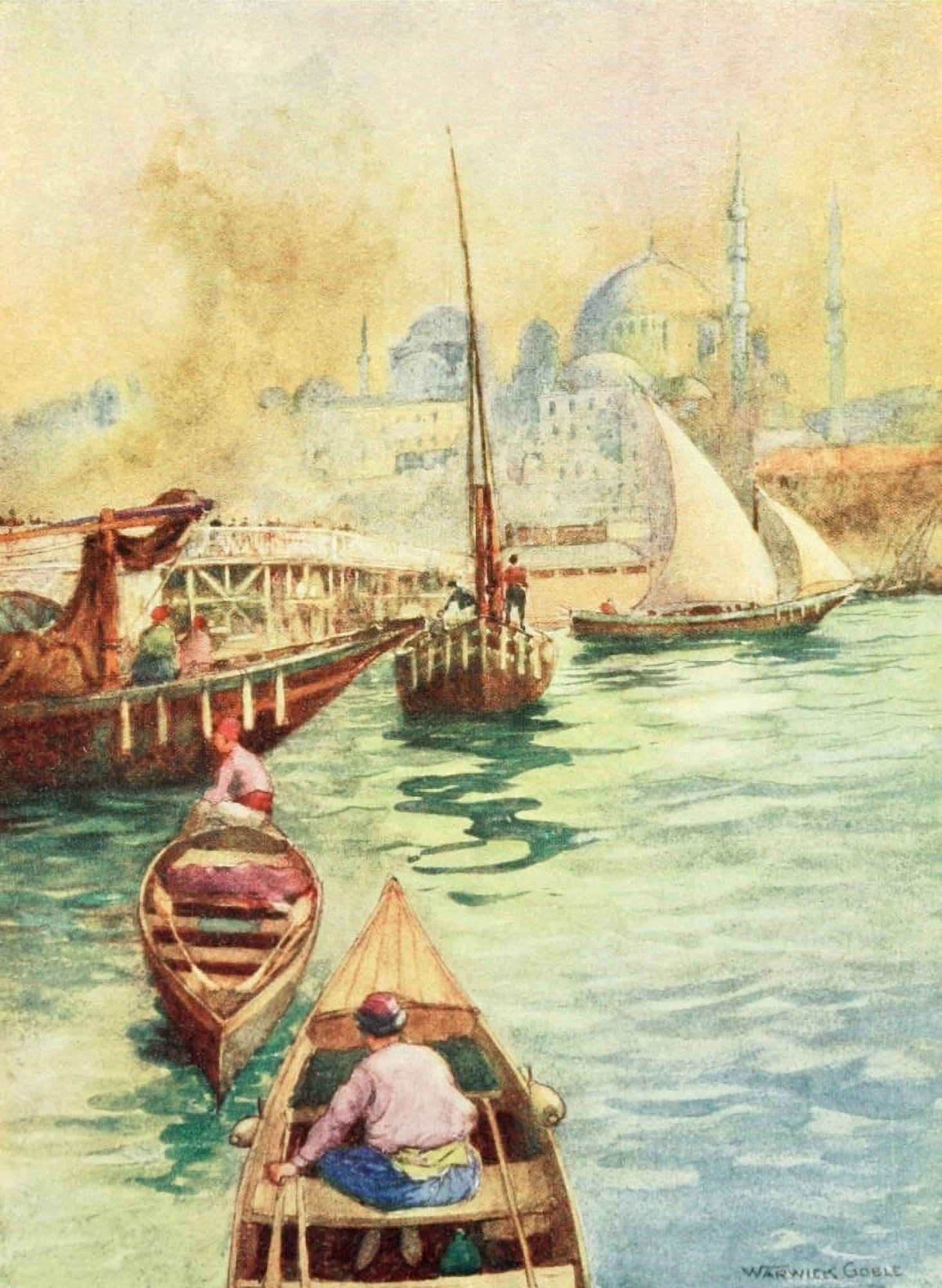 Constantinople 1906 The Bridge from Galata Canvas Art - Warwick Goble (18 x 24)