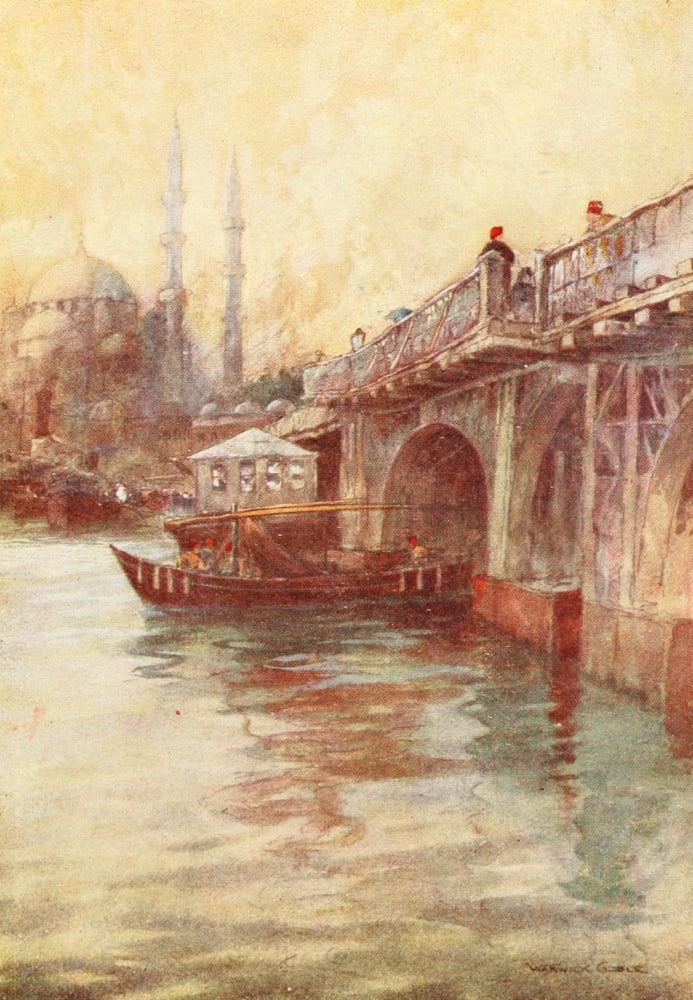 Constantinople 1906 The Galata bridge Canvas Art - Warwick Goble (18 x 24)
