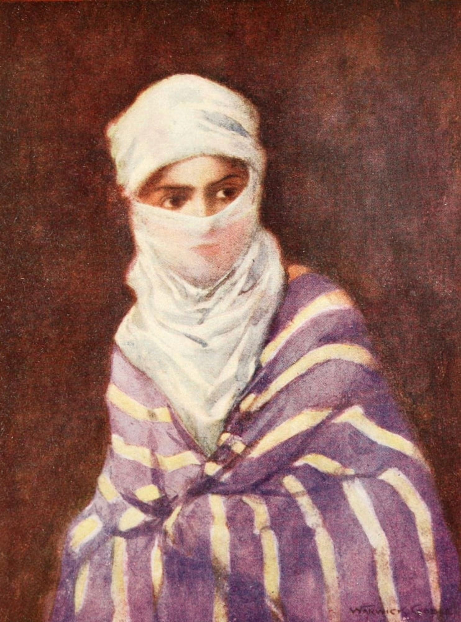 Constantinople 1906 The Yashmak Canvas Art - Warwick Goble (18 x 24)