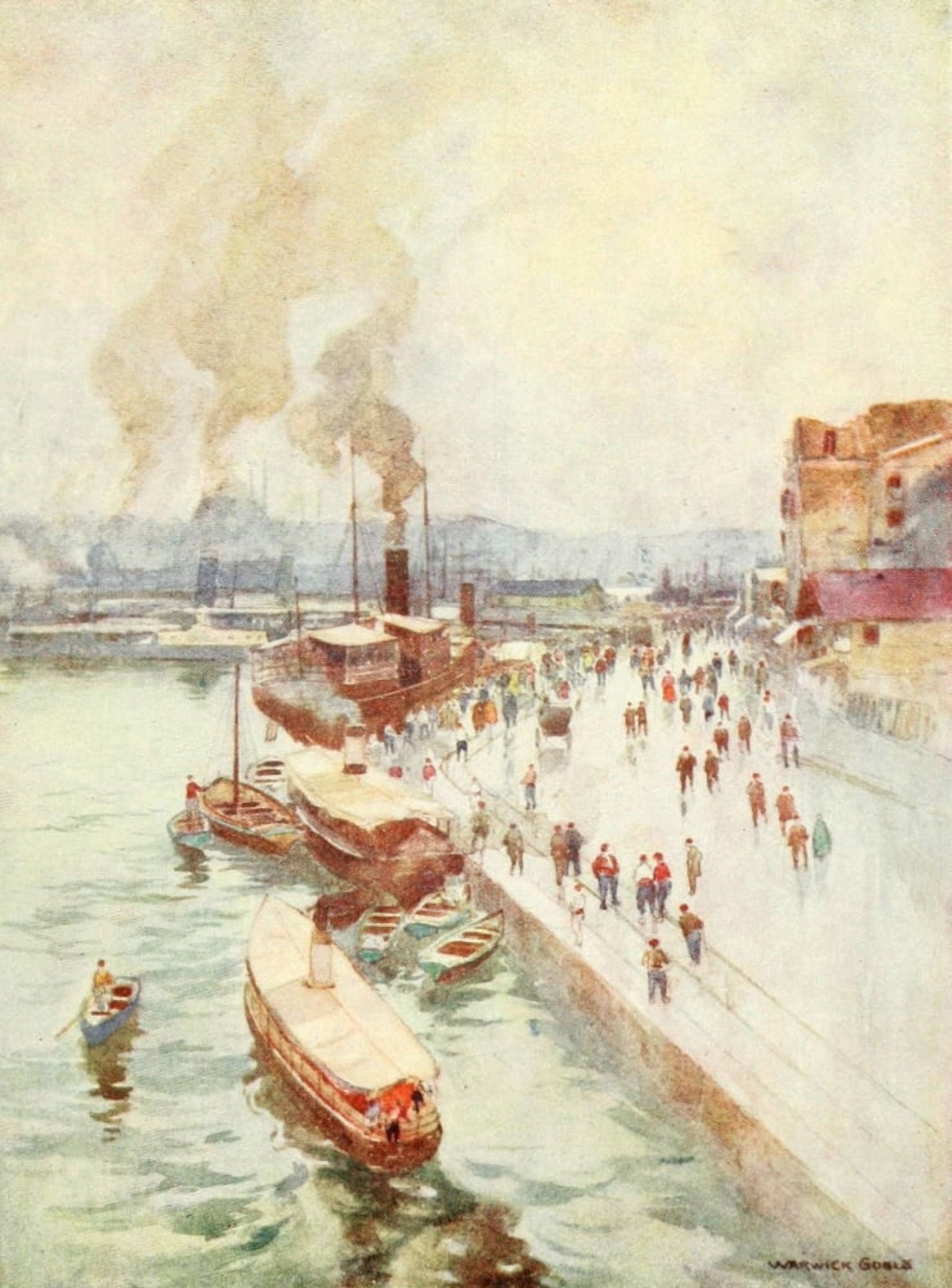 Constantinople 1906 The quay in Galata Canvas Art - Warwick Goble (18 x 24)