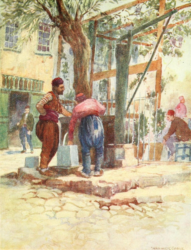 Constantinople 1906 Turkish Well Stamboul Canvas Art - Warwick Goble (24 x 36)