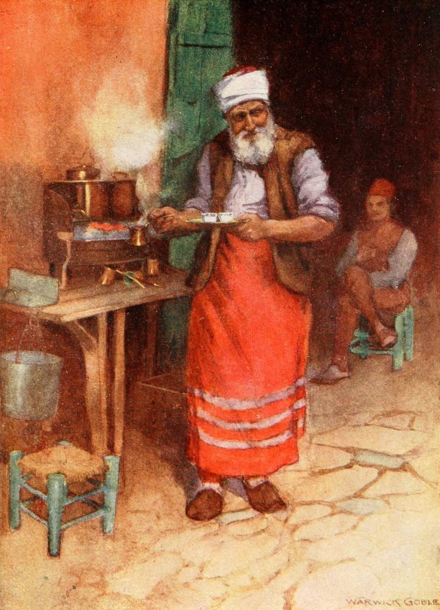 Constantinople 1906 Turkish coffee Canvas Art - Warwick Goble (24 x 36)