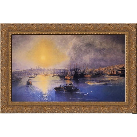 Constantinople Sunset 24x18 Gold Ornate Wood Framed Canvas Art by Aivazovsky, Ivan