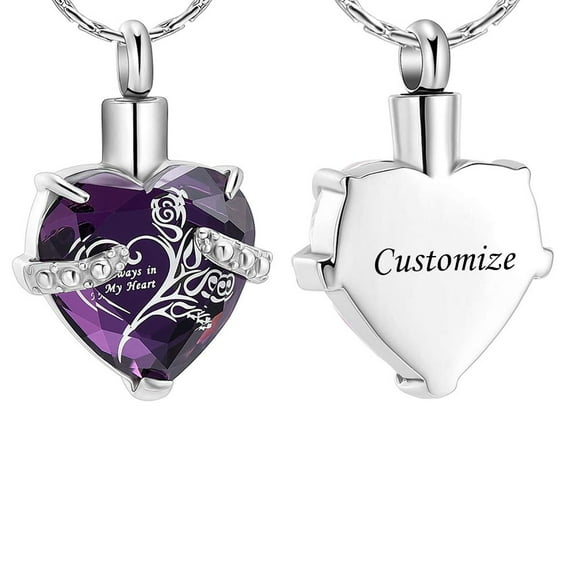 Constantlife Crystal Heart Cremation Jewelry for Ashes Memorial Urn Necklace for Ashes Holder Keepsake Pendant