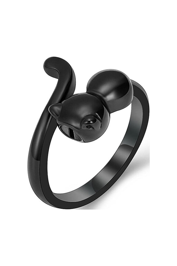 Cut Cat Stainless Steel Finger Ring Pet Cremation Urns for Cat Ashes Jewellery Urn Ring