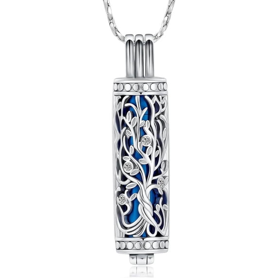 Cylinder Cremation Jewelry Tree of Life Urn Ashes Necklace for Women Men Vial Cremation Ash Pendant Loved One Memorial Jewelry