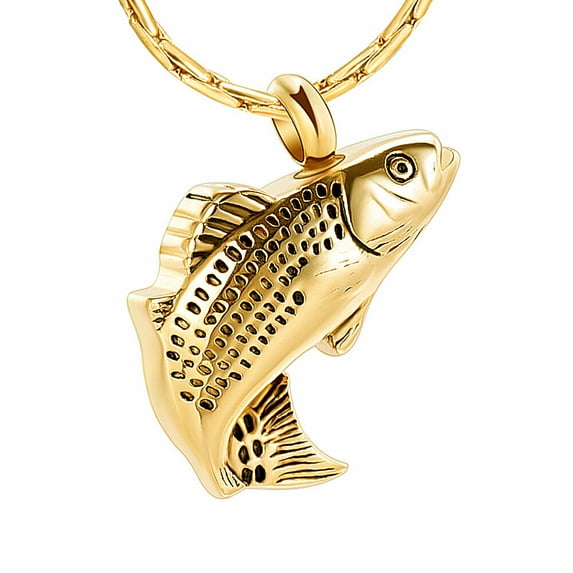 Constantlife Fish Urn Cremation Necklace for Ashes Urn Necklaces for Human Ashes Fishing Locket Ashes Holder Keepsake Cremation Memorial Pendant Jewelry