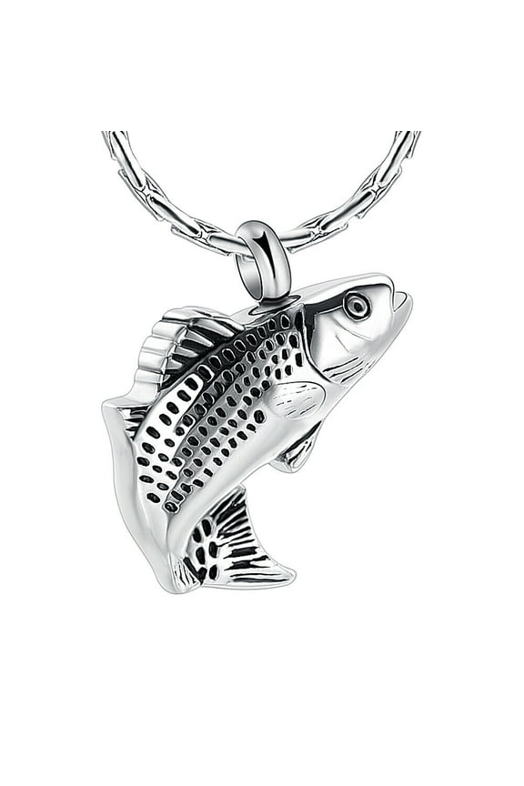 Fish Urn Cremation Necklace for Ashes Urn Necklaces for Human Ashes Fishing Locket Ashes Holder Keepsake Cremation Memorial Pendant Jewelry
