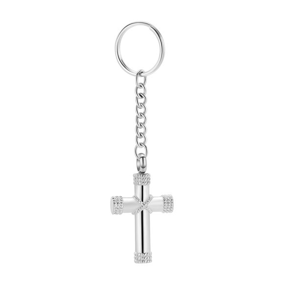 Constantlife Rope Winding Cross Cremation Jewelry for Ashes Urn Keyring Lockets For Human Ashes Holder Lord’s Prayer Cross Urn Keychain