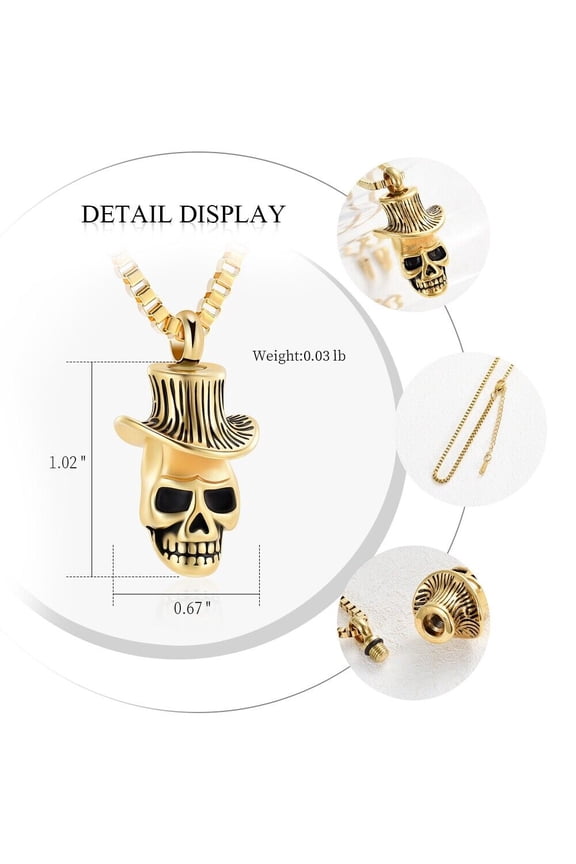Skull Urn Necklace Cremation Urn Pendant Memorial Jewelry Urn Neckless Lockets for Human Ashes Holder Necklace