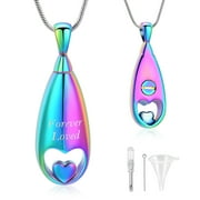 Constantlife Teardrop with Heart Cremation Jewelry for Ashes Urn Necklace Lockets for Human Ashes Holder Necklace for Memorial Family Friend Pet
