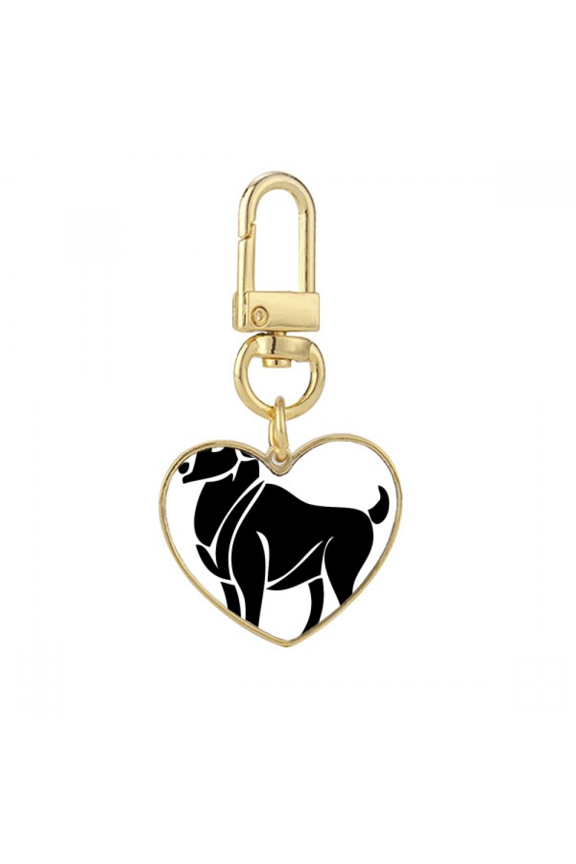Constellation Aries Zodiac Symbol Gold Heart Keychain Metal Keyring Holder