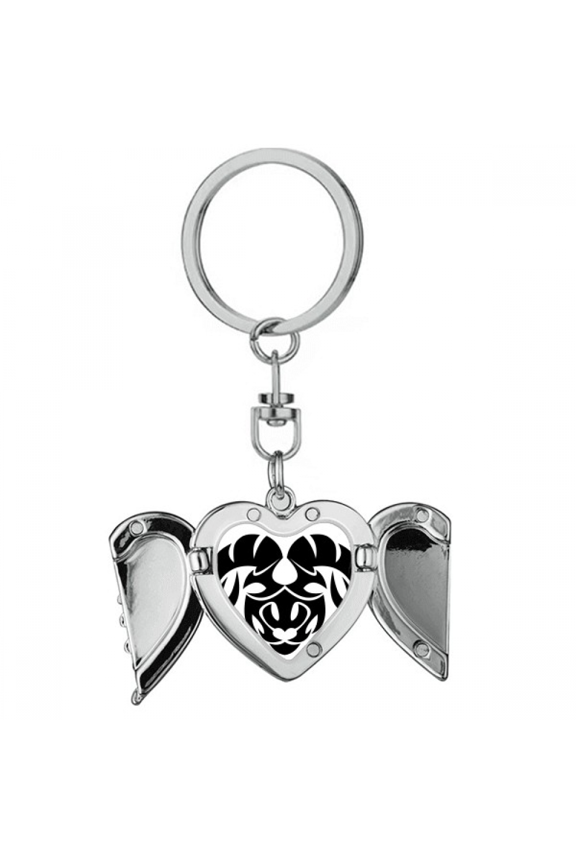 Constellation Aries Zodiac Symbol Heart Angel Wing Key Chain Holder