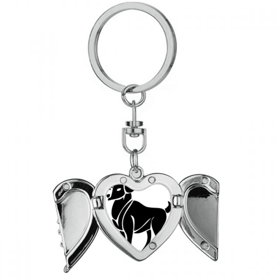 Constellation Aries Zodiac Symbol Heart Angel Wing Key Chain Holder
