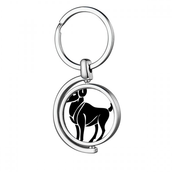 Constellation Aries Zodiac Symbol Rotating Keychain Metal Keyring Holder