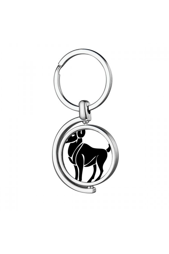 Constellation Aries Zodiac Symbol Rotating Keychain Metal Keyring Holder