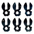 Constellation Bow Hair Rings 6Piece Set with Detachable Rabbit Ears
