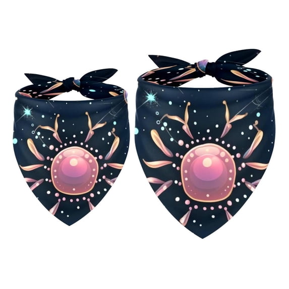 Constellation Breathable Chiffon Yarn Dog Bandana Collar Pack of Two - Translucent Material 16x16x22.8in & 20.9x20.9x30in Size