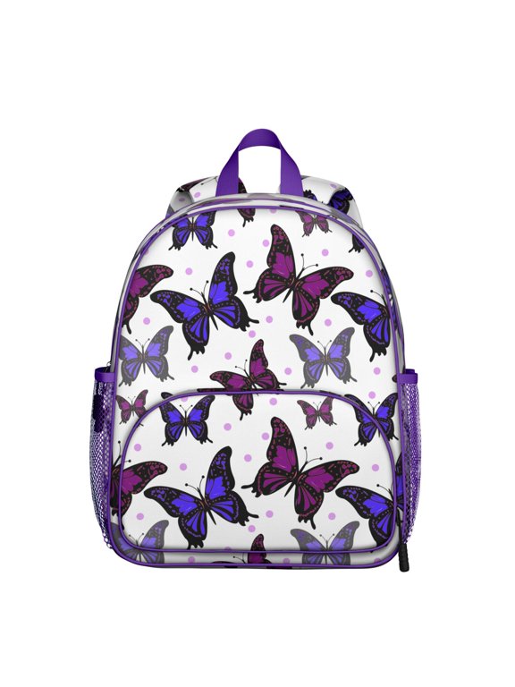 Butterfly Student Backpack – Night Sky Pattern with Watercolor Wings and Floral Fantasy Aesthetic Design