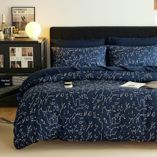 - Constellation Comforter Set, Celestial Space Star Galaxy Astrology, Soft Lightweight Bedding for Teen Kids Boys Girls, 3 Pieces, Navy Blue, Full Size