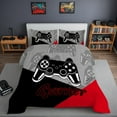 thumbnail image 1 of Psoiuetr Gaming Comforter for Kids Boys Teens Video Game Bedding Set Gamer Comforter Gamepad Comforter Set Queen Size Red Black Gray 3 Pieces, 1 of 6