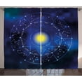 thumbnail image 1 of Ambesonne Constellation Curtains 2 Panel Set, Zodiac Circle Sun, 108" x 63", Pale Blue Indigo Yellow, 1 of 2