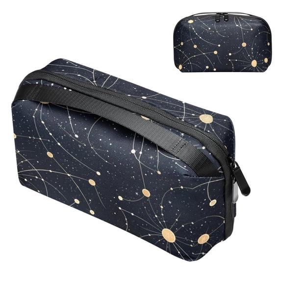Constellation Digital Bag Oxford Cloth Waterproof Travel Organizer Charger Pouch Cell Phone Charger Station Computer Cord Organizer 5.9x9.44x3.14 in