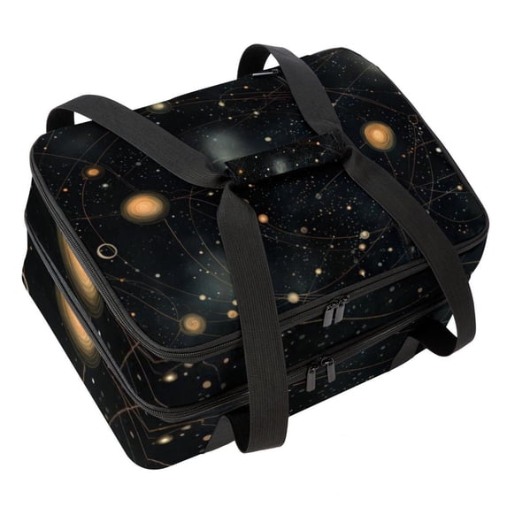 Constellation Double Layered Insulated Lunch Bag with Two Compartments - Large Capacity Hand Carry Meal Bag for Refrigerated Food Storage - 7.1x11.4x16.1 Inches