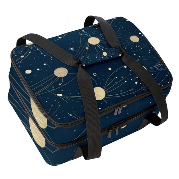 Constellation Double Layered Insulated and Refrigerated Large Capacity Lunch Bag with Two Compartments - 7.1x11.4x16.1 Inches - Hand Carry Lunch Bags