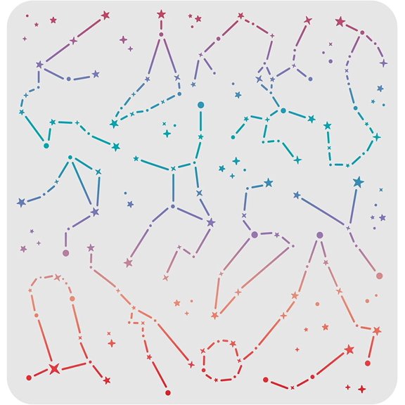 Constellation Drawing Painting Stencils Templates (11.8x11.8 inch) Plastic Square Reusable Stencils for DIY Making