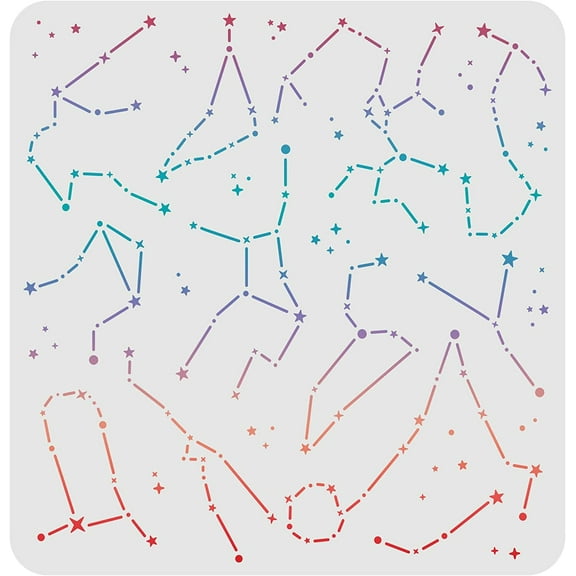 Constellation Drawing Painting Stencils Templates (11.8x11.8 inch) Plastic Square Reusable Stencils