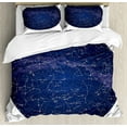 thumbnail image 1 of Constellation Duvet Cover Set Queen Size, High Detailed Sky Map of Northern Hemisphere with Names of Stars, Decorative 3 Piece Bedding Set with 2 Pillow Shams, Blue Cream Violet Blue, by Ambesonne, 1 of 3