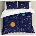 thumbnail image 1 of Constellation Duvet Cover Set Queen Size, Zodiac and Planets Colorful Pattern Galaxy Universe Science Illustration, Decorative 3 Piece Bedding Set with 2 Pillow Shams, Multicolor, by Ambesonne, 1 of 3