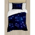 thumbnail image 1 of Constellation Duvet Cover Set, Realistic Celestial Gemini Leo Pisces Sagittarius Galactic, Decorative 2 Piece Bedding Set with 1 Pillow Shams, Twin Size, Pale Blue Dark Blue, by Ambesonne, 1 of 3