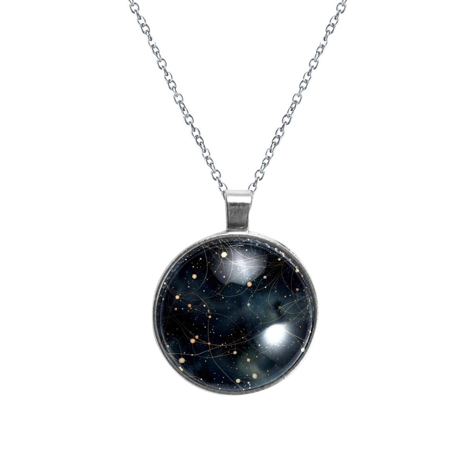 Constellation Elegant Glass Circular Pendant Necklace Statement Jewelry ...